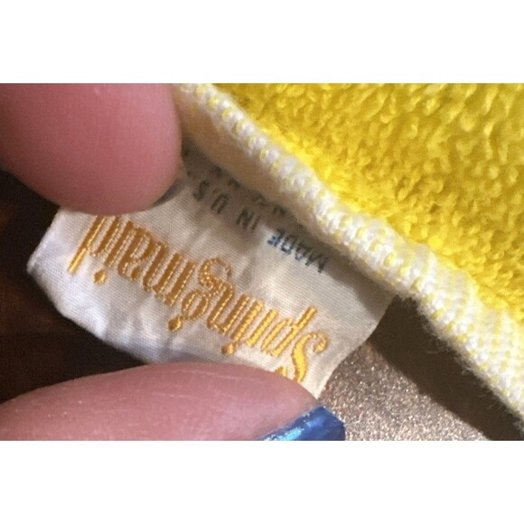 Vintage Bath Towel Flowers Yellow Orange Green Daisies Roses Springmaid MCM 70’s - Picture 3 of 5